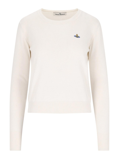 Vivienne Westwood Bea Logo Cotton & Cashmere Sweater In White