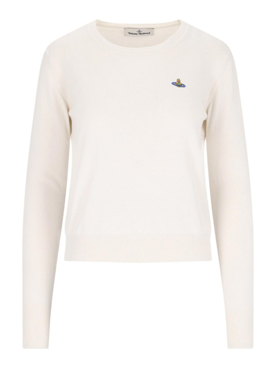 Vivienne Westwood Bea Logo Cotton & Cashmere Jumper In Ivory
