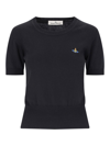 Vivienne Westwood Orb Embroidered Short-sleeved Knit Top In Black