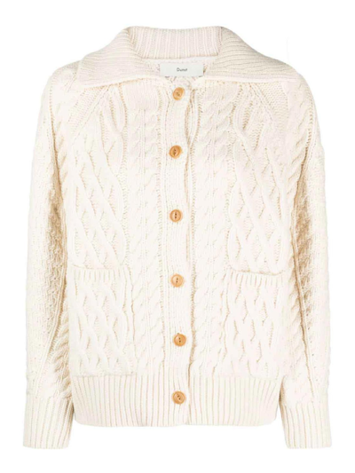 Dunst Cable-knit Button-up Cardigan In Beige