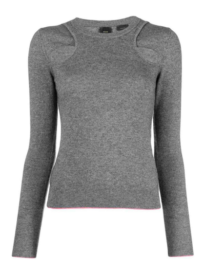Pinko Cut-out Wool-cashmere Jumper In Gris Roche