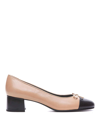 Tory Burch Bow-applique Leather Ballet Flats In Beige