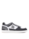 Tory Burch White Low-top Leather Sneakers For Women With Round Toeline And Eva Sole In Black
