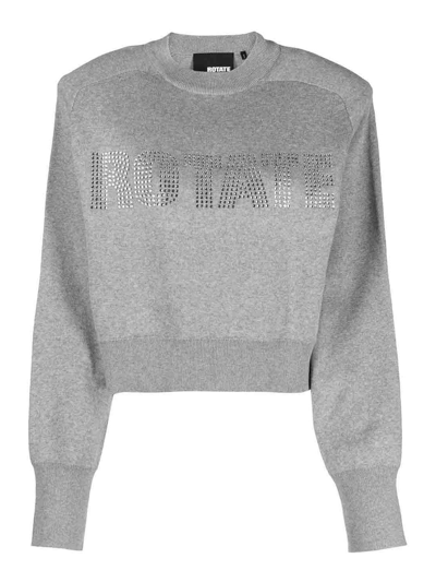 Rotate Birger Christensen Firm Embellished Sweatshirt In Grey