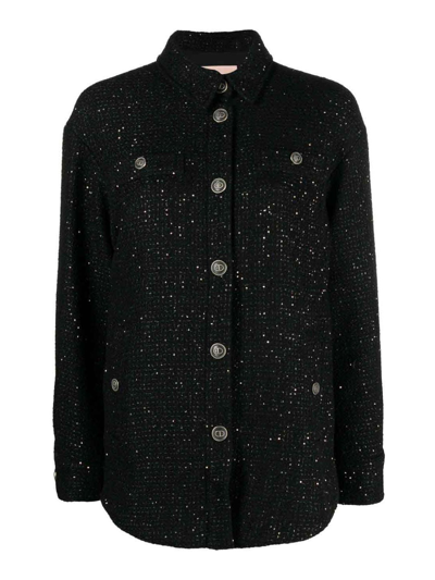 Twinset Boucle Mix Wool Jacket In Black