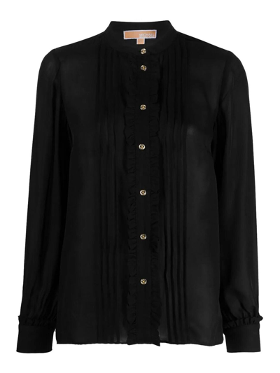 Michael Kors Pleated Shirt In Black