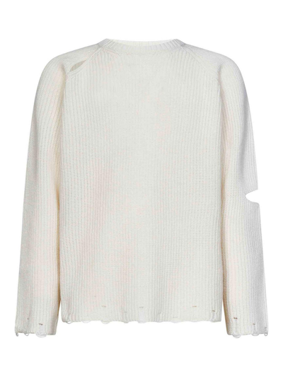 A Paper Kid Creamy White Merino Wool Cashmere Sweater In Blanco