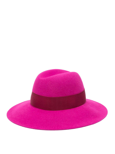 Borsalino Claudette Brushed Felt Hat In Púrpura