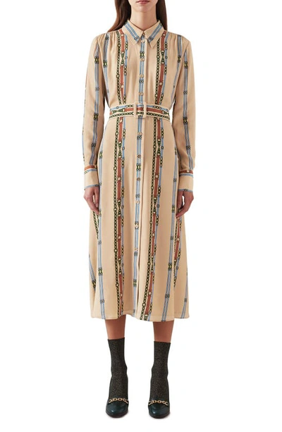 Lk Bennett Kate Belted Graphic-print Midi Shirtdress In Mul-multi