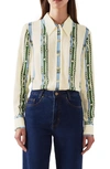 Lk Bennett Hardy Graphic-print Button-down Top In Birch Multi