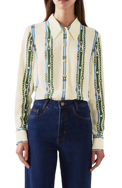 LK BENNETT HARDY CHAIN STRIPE BUTTON-UP SHIRT