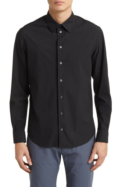 Emporio Armani Men's Nylon-stretch Sport Shirt In Black