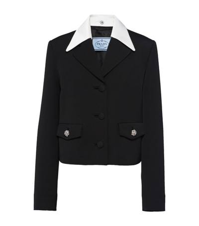 Prada Wool Satin-collar Jacket In Black