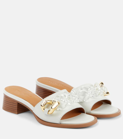 See By Chloé Embellished Leather Mules In White