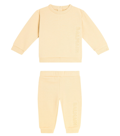 Balmain Baby Set Aus Sweatshirt Und Jogginghose In Beige