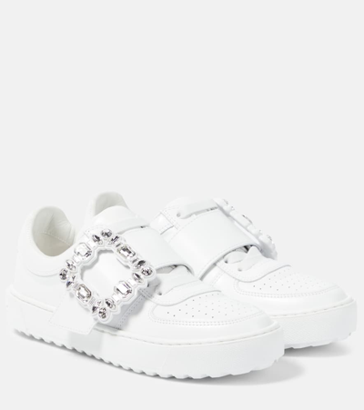 Roger Vivier Very Vivier Leather Low Top Trainers In White