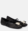 Ferragamo Vara Bow Detail Lambskin Ballet Flats In Black