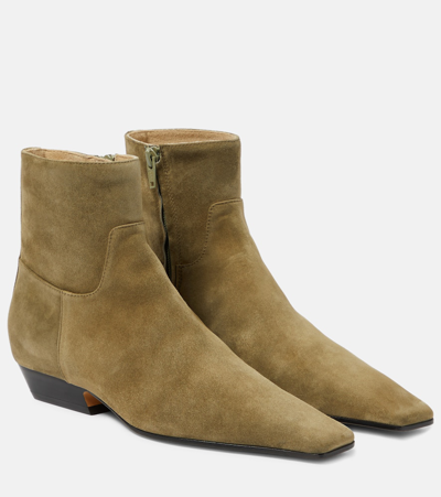 Khaite Marfa Classic Suede Boots In Brown