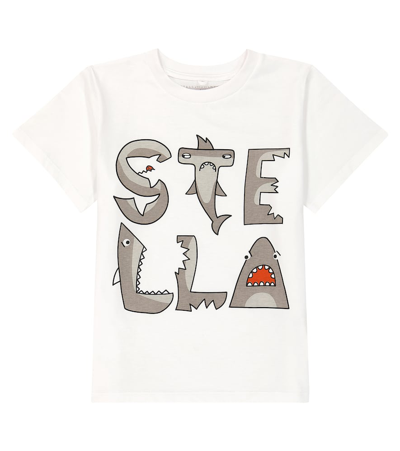 Stella Mccartney Kids' Bedrucktes T-shirt Aus Baumwoll-jersey In Weiss