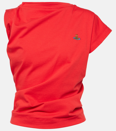 Vivienne Westwood Mens Hebo Asymmetric Cotton-jersey T-shirt Hibiscus In Red