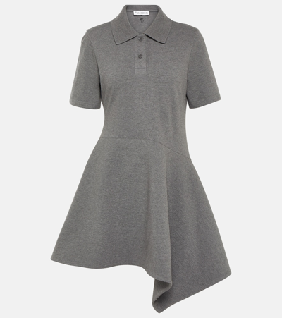 Jw Anderson Asymmetric Short-sleeve Mini Polo Dress In Dark Grey