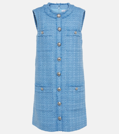 Veronica Beard Laurel Tweed Mini Shift Dress In Skylight