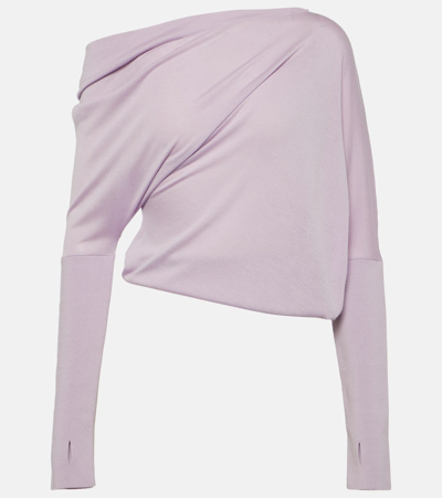 Tom Ford Off-shoulder Cashmere And Silk Jumper In Fragrant Lilac