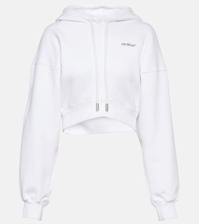 Off-white Printed Cropped Hoodie In Multicoloured