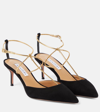 Aquazzura Roman Romance Suede Slingback Pumps In Black