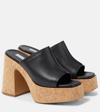 Stella Mccartney Eco-friendly Square Open Toe Cork Platform Heels In Black