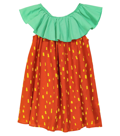 Stella Mccartney Kids' Kleid Aus Bio-baumwolle Mit Erdbeermotiv In Bunt