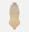 Wolford Fading Shine Metallic Gradient Bodysuit In Gold