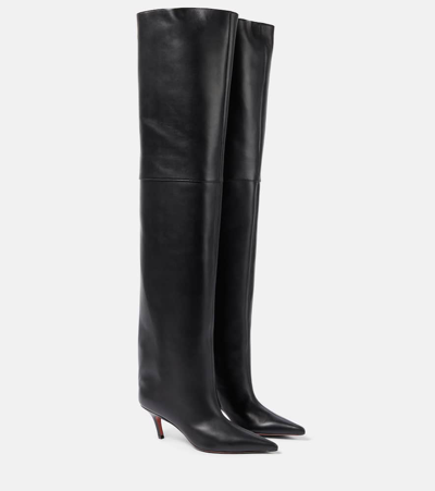 Amina Muaddi Fiona 60 Leather Over-the-knee Boots In Black