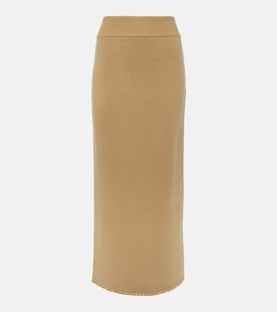 Totême Wool And Cashmere-blend Midi Skirt In 091 Biscuit