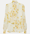 Giambattista Valli Floral-print Scarf-neck Chiffon Blouse In White