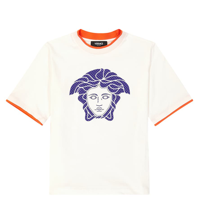 Versace Kids' Printed Cotton Jersey T-shirt In White