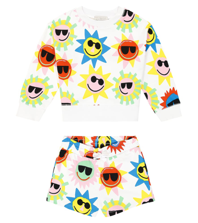 Stella Mccartney Kids' Printed Cotton Fleece Sweatshirt And Shorts Set In Multicoloured