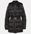 Versace Barocco-print Belted Puffer Jacket In Black