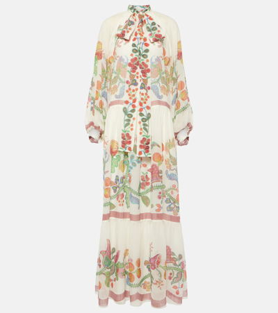 La Doublej Athena Printed Silk Chiffon Maxi Dress In Multi
