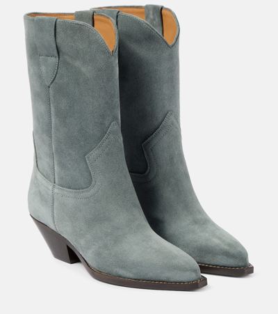 Isabel Marant Dahope Suede Cowboy Boots In Green