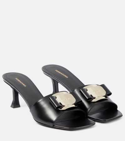 Ferragamo Sabot Zelie In Pelle Nera Donna In Black