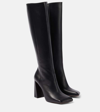 Amina Muaddi Marine 95 Nappa Leather Knee-high Boots In Black