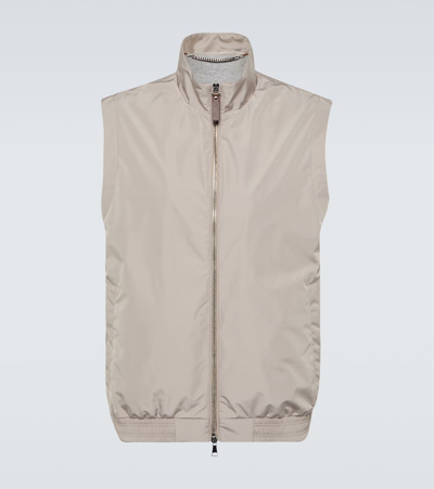 Canali High-neck Zip-up Gilet In Nude