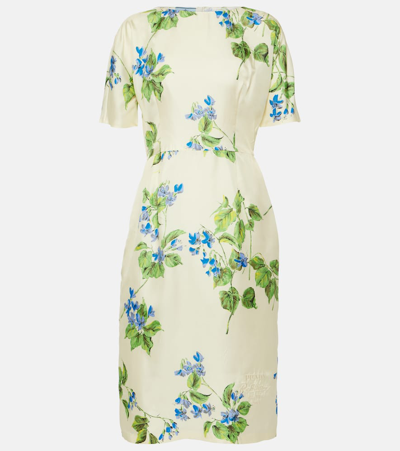 Prada Floral-print Twill Dress In White