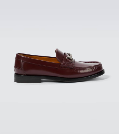 Gucci Leather Loafers In Burgundy