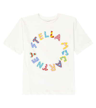 Stella Mccartney Kids' Logo棉质针织t恤 In White