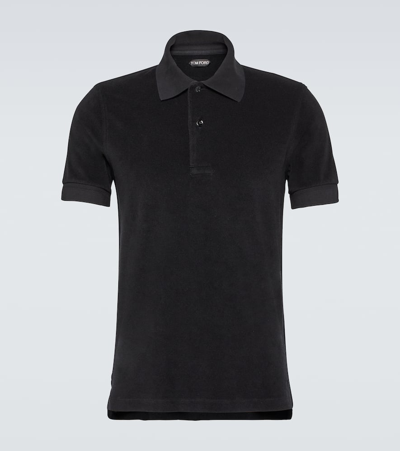 Tom Ford Cotton Blend Polo Shirt In Black