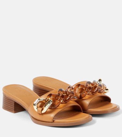 See By Chloé Embellished Leather Mules In Beige