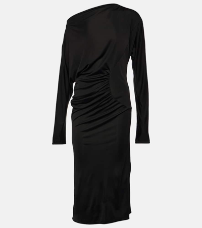 Khaite Oron Ruched Jersey Maxi Dress In Black