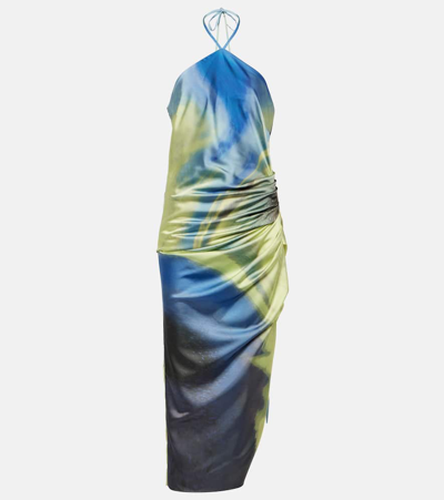 Simkhai Hansel Abstract-print Midi Dress In Marina Blue Print
